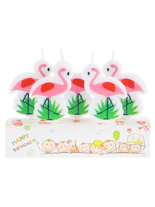 Набор Свечи для торта на пиках. Розовые фламинго, 5 шт,  С-3000 - фото 10762