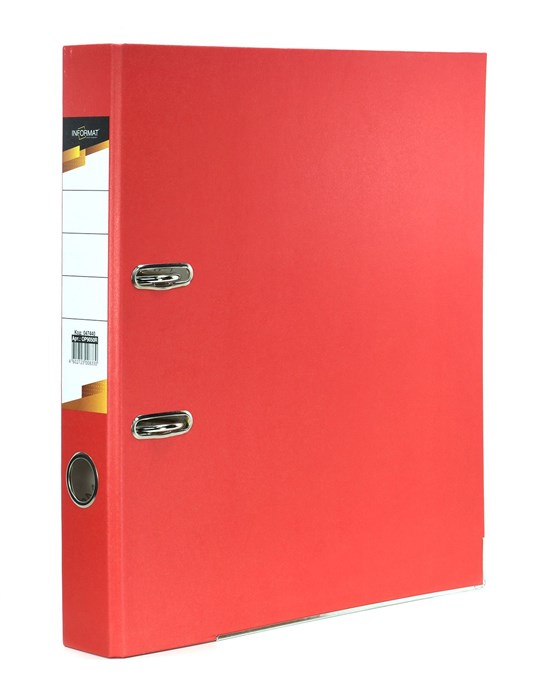 Папка-регистратор INFORMAT 55 мм бумага, красная, OP9050R - фото 11871