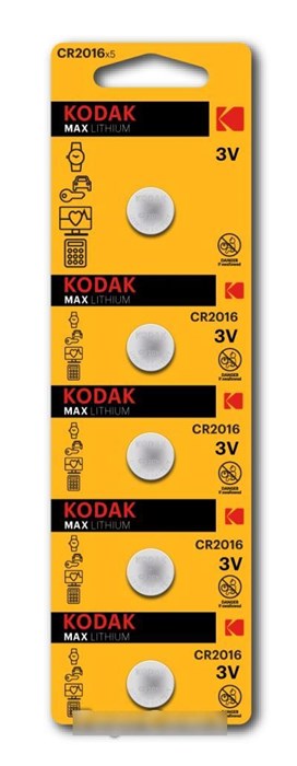 Kodаk Литиевые Элементы питания KodakCR-2016 -5BL , (5/60/360) - фото 15511
