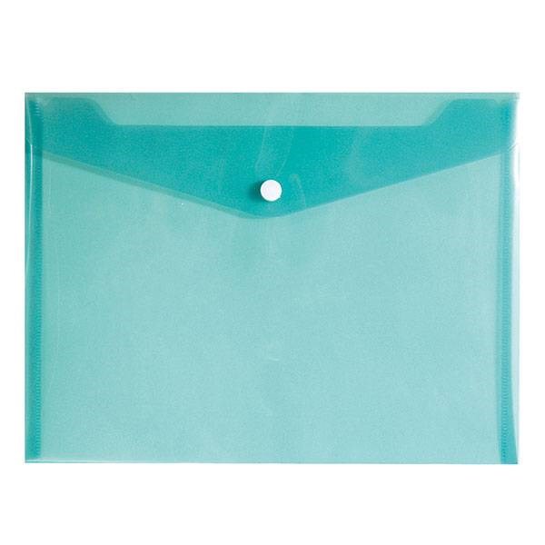 Пластиковый конверт INFORMAT А5+, на кнопке, прозрачный 180 мкм, зеленый, PK65A5G - фото 17281