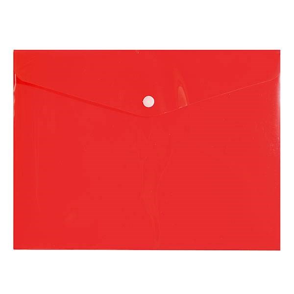 Пластиковый конверт INFORMAT А5+, на кнопке, прозрачный 180 мкм, красный, PK65A5R - фото 17284