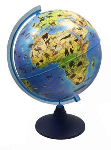 Глобус зоогеографический Детский 25см на синей подставке, Ке012500269 - фото 20376