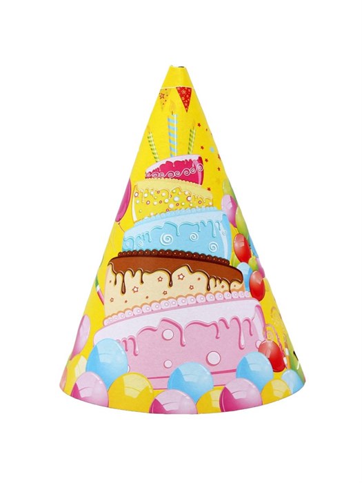 Набор Колпак "Веселого дня рождения" (16 см, 6 шт, без хэдера),  ШН-6904 - фото 20887