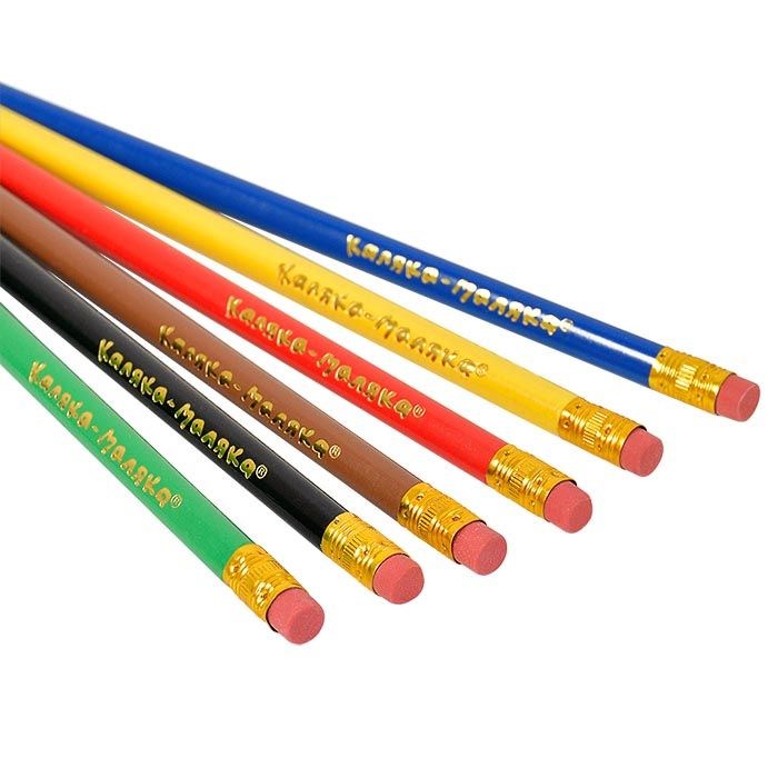 Набор цветых карандашей Каляка-Маляка 6 цветов стираемые, с ластиком, трехгранные пластик/ККМП6 - фото 22732
