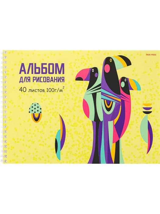 Альбом для рисования А4 40л. РАЗНОЦВЕТНЫЕ ПТИЧКИ гребень, офсет, 40-5130 40-5130 - фото 24347