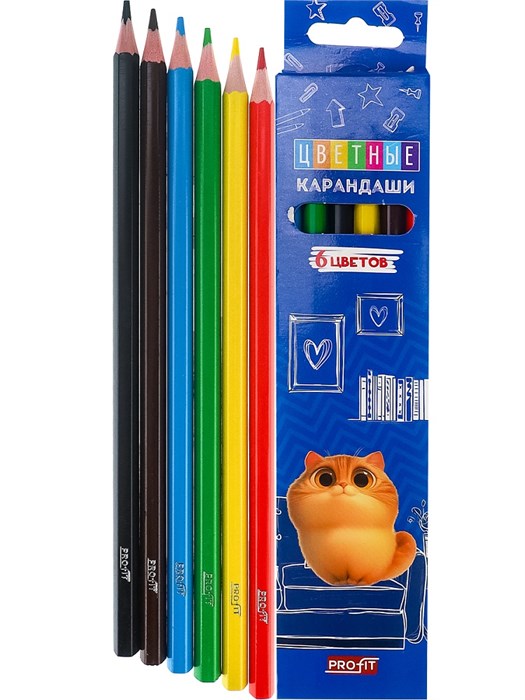 Набор Карандаши цветные 6цв. КОТЕНОК МЯУ  гриф.d=2,8мм,в к/к, КЦ-2619 КЦ-2619 - фото 26970