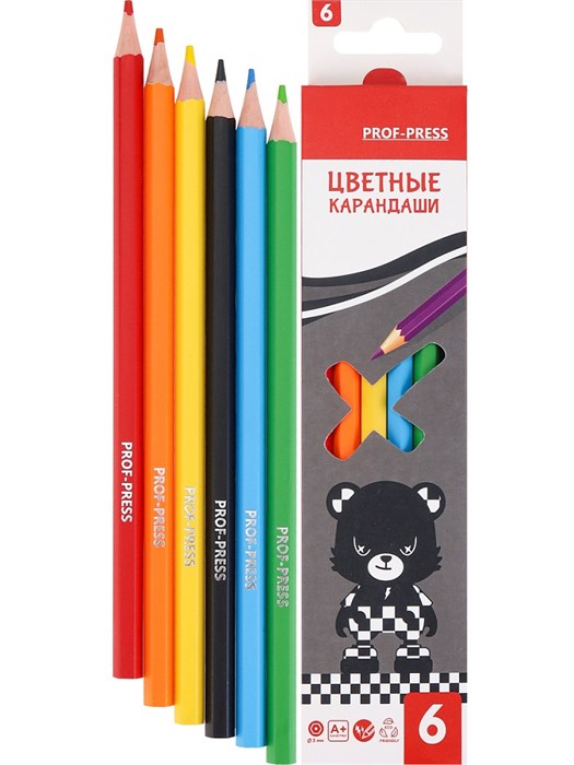Набор Карандаши цветные, 6 цв, пластиковые BE BEAR, КЦ-9298 КЦ-9298 - фото 26996