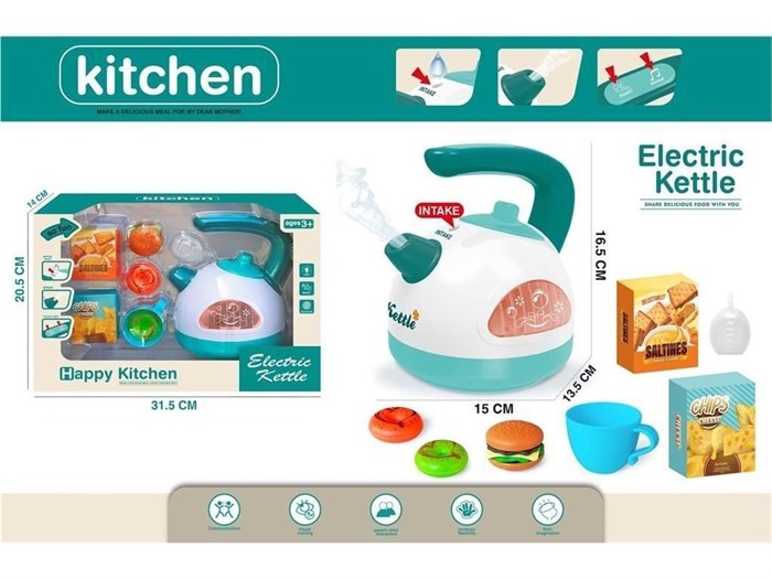 Игровой набор Чайник+аксессуары свет.звук,пар в кор., 5535-9 5535-9 - фото 27639
