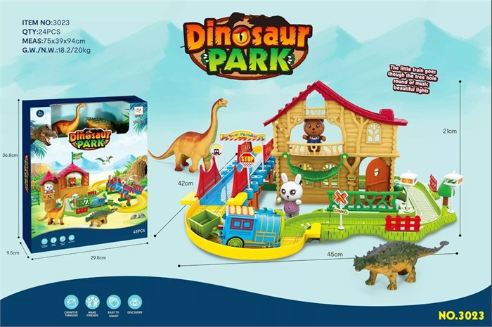 Железная дорога 45 см "Дино парк" на батарейках в кор., 3023 3023 - фото 27651