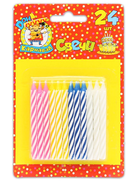 Свечи для торта разноцветные 24 шт, С-1238 С-1238