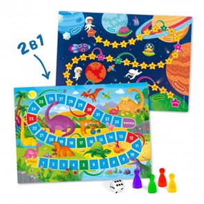 Игра-ходилка с фишками для малышей 2в1. 3+ Динозавры+Космос. 42х29,7 см., 459004
