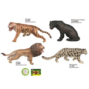 Животные мягкие в ассортименте Лев 21см, Тигр 27см, Пантера 14,5см, Леопард 28см, КУ9899-452