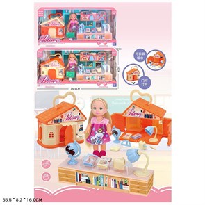 Набор 35*16 см мини-кукла со школьным столом и домом в кор. ЛЛКУ89020