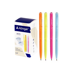 Ручка шариковая Alingar "Неон", 0,7 мм, синяя, автоматическая, грип, круглый, цветной, 50, AL106A