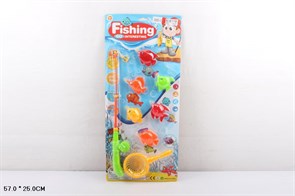 Рыбалка 8 пр на картоне с сачком и спинингом, 3885-3