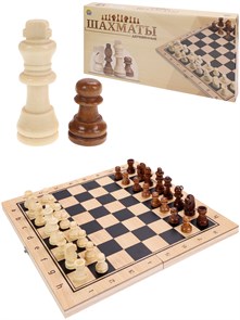 Шахматы деревянные (24х12х3 см), фигуры дерево, в коробке, ИН-9460
