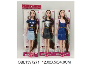 Кукла 30 см с длинными волосами шарнирная в пак., 710