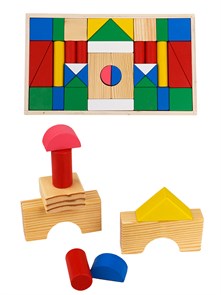 Деревянная игрушка. Конструктор (цветные строительные блоки) (32,5х19см), AN02221