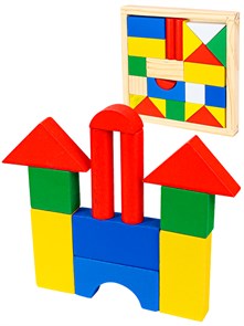 Деревянная игрушка. Конструктор small (цветные строительные блоки) (14,5х14,5см), AN02219