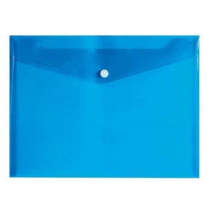 Пластиковый конверт INFORMAT А5+, на кнопке, прозрачный 180 мкм, синий, PK65A5B
