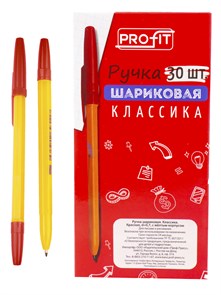 Ручка шариковая "КЛАССИКА" КРАСНАЯ d=0,7, желтый корпус, 30, РШ-3162