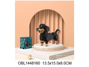 *Конструктор собака Такса 3D пиксельный 836 дет в кор., 18244