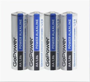 *Батарейка 4 шт GoPower LR6 AA BOX20 Shrink 4 Alkaline 1.5V (4/20/640), 00-00017748
