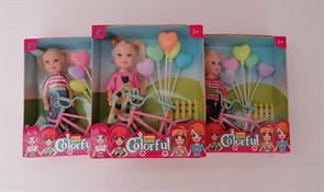 Кукла малышка с велосипедом, воздушн.шарами в коробке, 15*4,2*13, 22500
