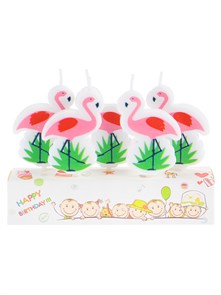 Набор Свечи для торта на пиках. Розовые фламинго, 5 шт,  С-3000