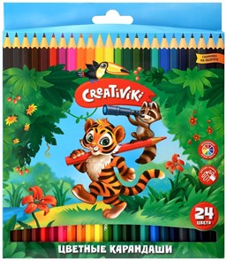 Набор цветных карандашей Creativiki, 24 цвета, шестигранные, КЦ24КР