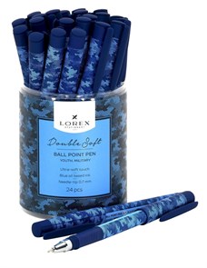 Ручка масляная LOREX YOUTH.MILITARY Double Soft синяя, игловидный наконечник, 0,7 мм, LXOPDS-YT1*