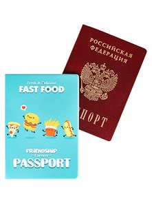 Обложка на паспорт "Fast food" (ПВХ, slim), ОП-4484