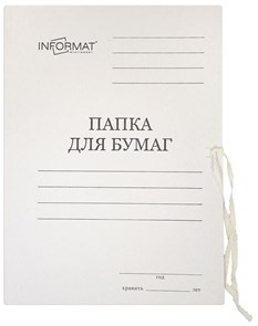 Папка с завязками INFORMAT А4, мелованный картон 280 г/м2, белый, LP9128W LP9128W