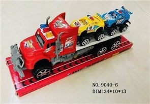 Автовоз 30 см инерционный с двумя полиц машинами колпак, 9040-6 9040-6