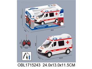 Машина Р/У скорая помощь звук свет в кор., QS3004A-03 QS3004A-03