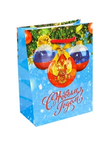 *Пакет подарочный с глянц. лам. 26,4x32,7x8 см (L) С Новым годом, Россия!,  ПКП-8873